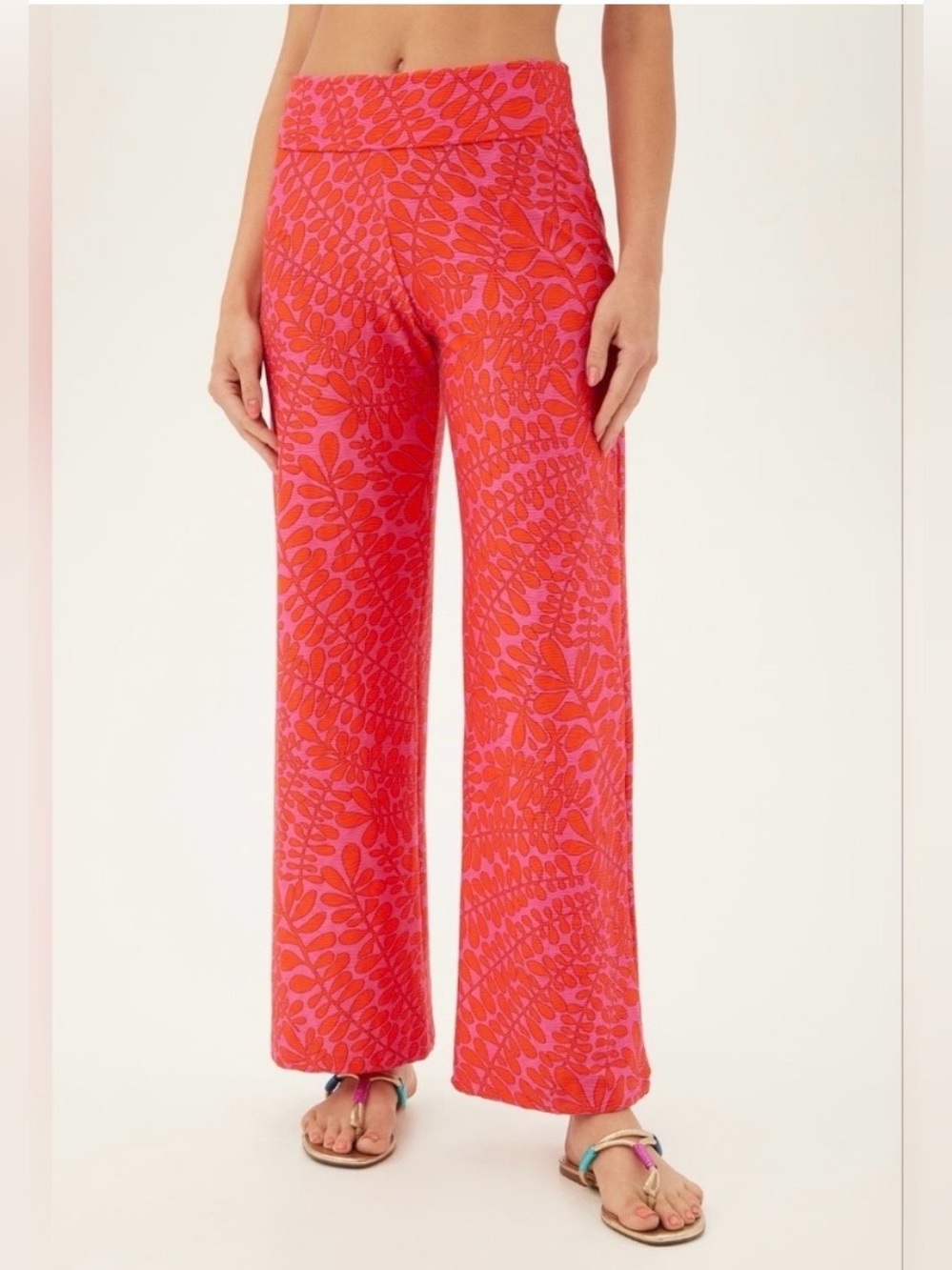 Trina Turk Trellis Swim Coverup Pants - Size L - Wide Leg Resort High Rise - Picture 1 of 8